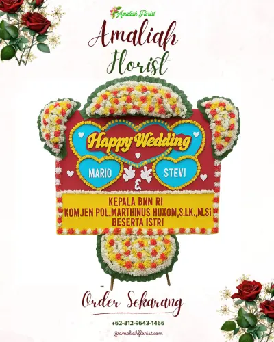 Karangan Papan Bunga Pernikahan di Semangkung